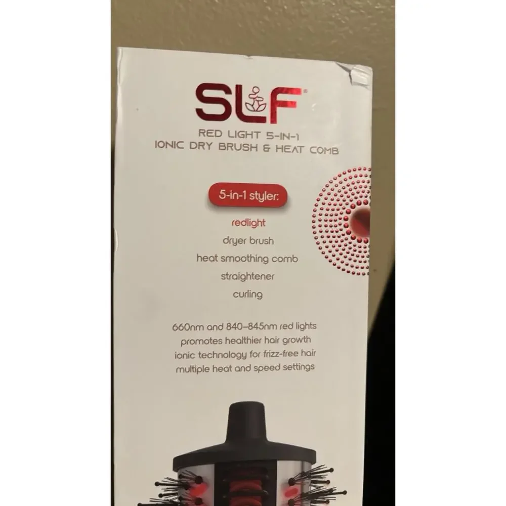 SLF Red Light Therapy 5-in-1 Ionic Dry Hair Brush & Heat Comb OPEN BOX TESTED
